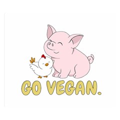 Go Vegan - Cute Pig And Chicken Double Sided Flano Blanket (small)  by Valentinaart