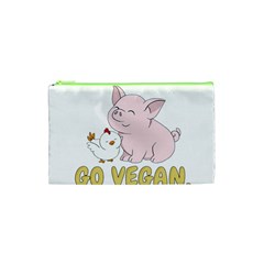 Go Vegan - Cute Pig And Chicken Cosmetic Bag (xs) by Valentinaart