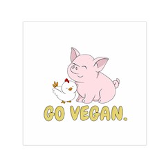 Go Vegan - Cute Pig And Chicken Small Satin Scarf (square) by Valentinaart