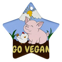 Go Vegan - Cute Pig And Chicken Ornament (star) by Valentinaart