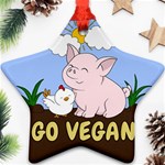 Go Vegan - Cute Pig and Chicken Ornament (Star) Front