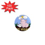 Go Vegan - Cute Pig and Chicken 1  Mini Magnets (100 pack)  Front