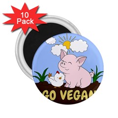 Go Vegan - Cute Pig And Chicken 2 25  Magnets (10 Pack)  by Valentinaart