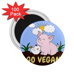 Go Vegan - Cute Pig And Chicken 2 25  Magnets (100 Pack)  by Valentinaart