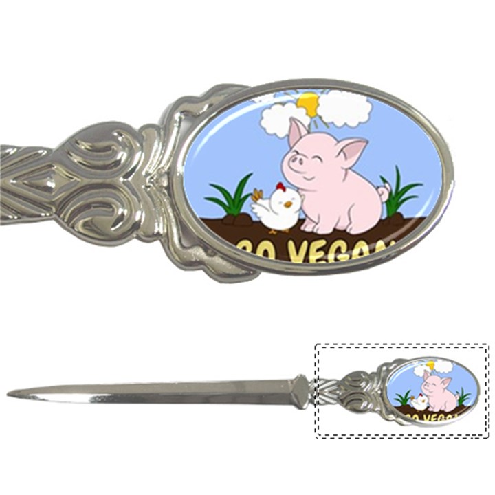 Go Vegan - Cute Pig and Chicken Letter Openers