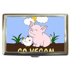 Go Vegan - Cute Pig And Chicken Cigarette Money Cases by Valentinaart