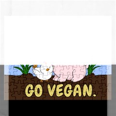 Go Vegan - Cute Pig And Chicken Rectangular Jigsaw Puzzl by Valentinaart