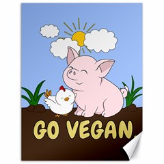 Go Vegan - Cute Pig And Chicken Canvas 18  X 24   by Valentinaart