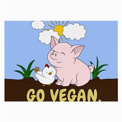 Go Vegan - Cute Pig And Chicken Large Glasses Cloth by Valentinaart