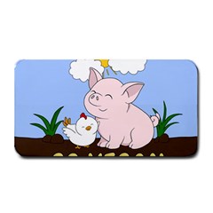 Go Vegan - Cute Pig And Chicken Medium Bar Mats by Valentinaart