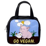 Go Vegan - Cute Pig and Chicken Classic Handbags (One Side) Front