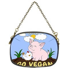 Go Vegan - Cute Pig And Chicken Chain Purses (one Side)  by Valentinaart