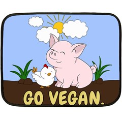 Go Vegan - Cute Pig And Chicken Fleece Blanket (mini) by Valentinaart