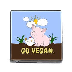 Go Vegan - Cute Pig And Chicken Memory Card Reader (square) by Valentinaart