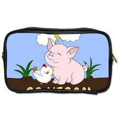 Go Vegan - Cute Pig And Chicken Toiletries Bags 2-side by Valentinaart