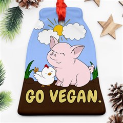 Go Vegan - Cute Pig And Chicken Bell Ornament (two Sides) by Valentinaart