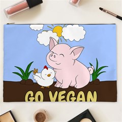 Go Vegan - Cute Pig And Chicken Cosmetic Bag (xxl)  by Valentinaart