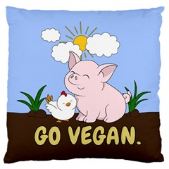 Go Vegan - Cute Pig And Chicken Standard Flano Cushion Case (one Side) by Valentinaart