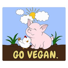 Go Vegan - Cute Pig And Chicken Double Sided Flano Blanket (small)  by Valentinaart