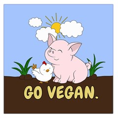 Go Vegan - Cute Pig And Chicken Large Satin Scarf (square) by Valentinaart