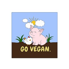 Go Vegan - Cute Pig And Chicken Satin Bandana Scarf by Valentinaart