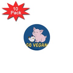 Go Vegan - Cute Pig And Chicken 1  Mini Buttons (10 Pack)  by Valentinaart