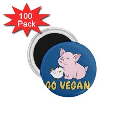 Go Vegan - Cute Pig And Chicken 1 75  Magnets (100 Pack)  by Valentinaart