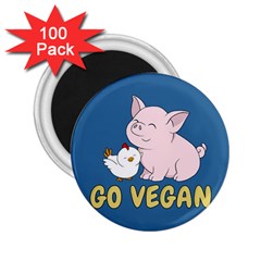 Go Vegan - Cute Pig And Chicken 2 25  Magnets (100 Pack)  by Valentinaart