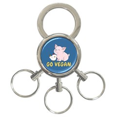 Go Vegan - Cute Pig And Chicken 3-ring Key Chains by Valentinaart