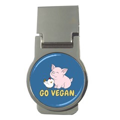 Go Vegan - Cute Pig And Chicken Money Clips (round)  by Valentinaart