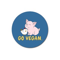 Go Vegan - Cute Pig And Chicken Magnet 3  (round)