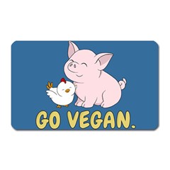 Go Vegan - Cute Pig And Chicken Magnet (rectangular) by Valentinaart