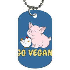 Go Vegan - Cute Pig And Chicken Dog Tag (one Side) by Valentinaart