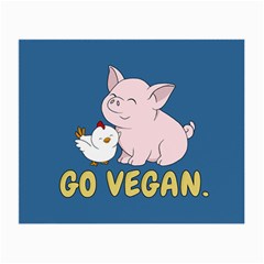 Go Vegan - Cute Pig And Chicken Small Glasses Cloth by Valentinaart