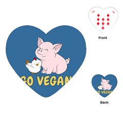 Go Vegan - Cute Pig And Chicken Playing Cards (heart)  by Valentinaart