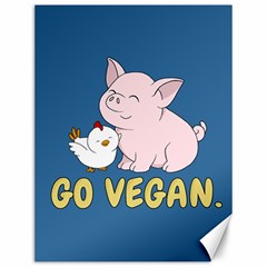 Go Vegan - Cute Pig And Chicken Canvas 12  X 16   by Valentinaart