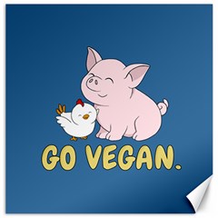 Go Vegan - Cute Pig And Chicken Canvas 16  X 16   by Valentinaart