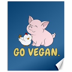 Go Vegan - Cute Pig And Chicken Canvas 16  X 20   by Valentinaart