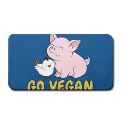 Go Vegan - Cute Pig And Chicken Medium Bar Mats by Valentinaart