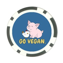 Go Vegan - Cute Pig And Chicken Poker Chip Card Guard by Valentinaart