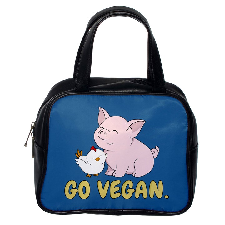 Go Vegan - Cute Pig and Chicken Classic Handbags (One Side)