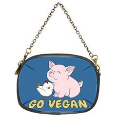 Go Vegan - Cute Pig And Chicken Chain Purses (one Side)  by Valentinaart