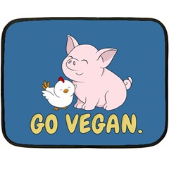 Go Vegan - Cute Pig And Chicken Double Sided Fleece Blanket (mini)  by Valentinaart