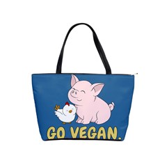 Go Vegan - Cute Pig And Chicken Shoulder Handbags by Valentinaart