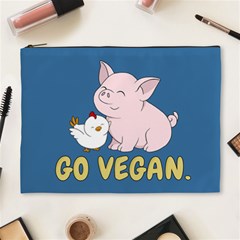 Go Vegan - Cute Pig And Chicken Cosmetic Bag (xl) by Valentinaart