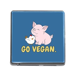 Go Vegan - Cute Pig And Chicken Memory Card Reader (square) by Valentinaart