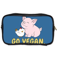 Go Vegan - Cute Pig And Chicken Toiletries Bags 2-side by Valentinaart