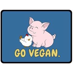 Go Vegan - Cute Pig And Chicken Fleece Blanket (large)  by Valentinaart