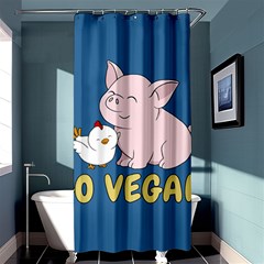 Go Vegan - Cute Pig And Chicken Shower Curtain 36  X 72  (stall)  by Valentinaart