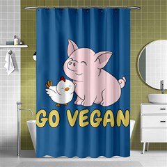 Go Vegan - Cute Pig And Chicken Shower Curtain 48  X 72  (small)  by Valentinaart